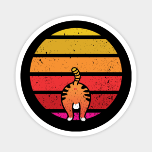 Funny retro cat and sunset Magnet